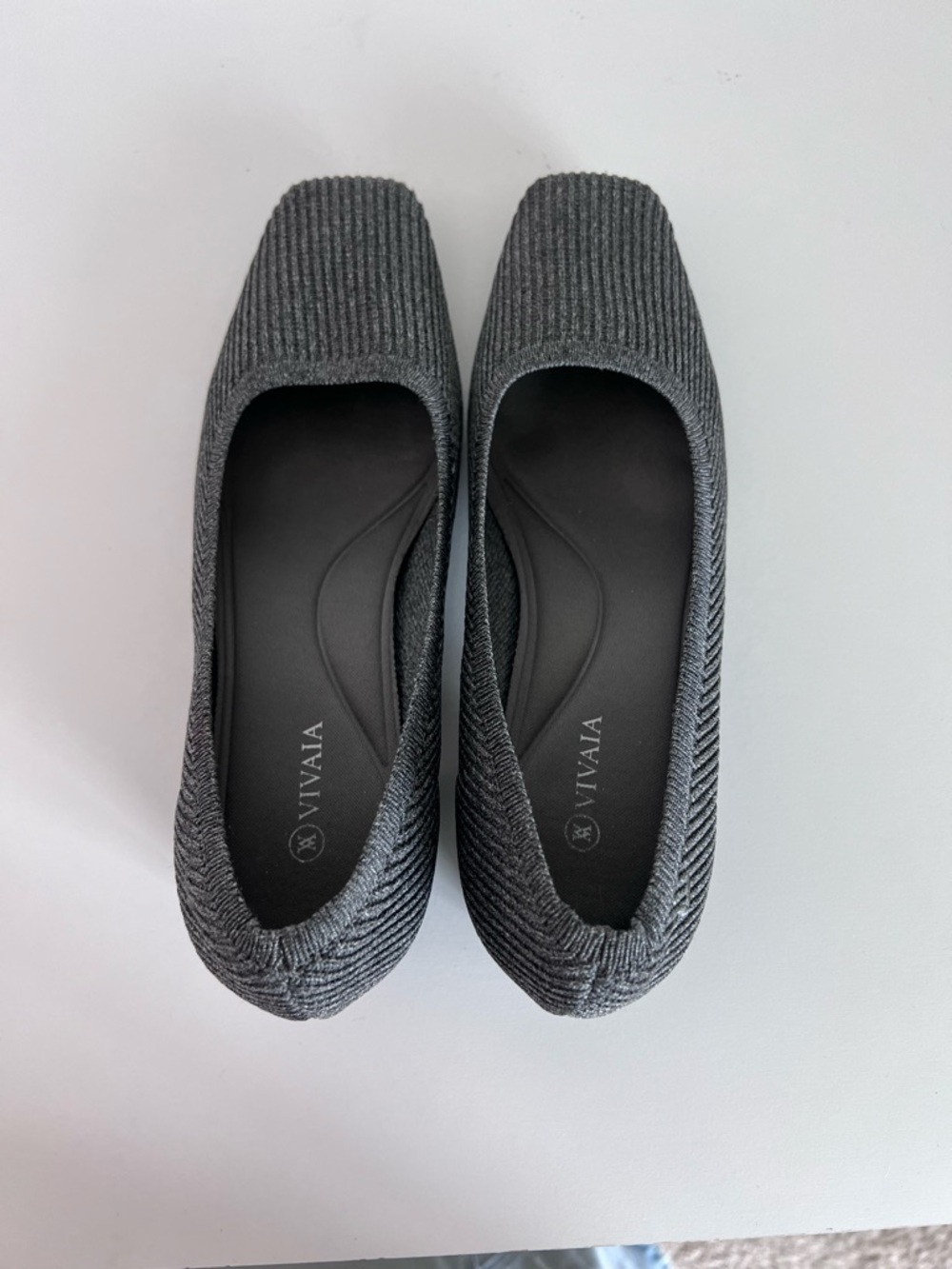VIVAIA Women's Melody Square Toe Block Heel Pump‎ Gray Knit - Picture 11 of 11